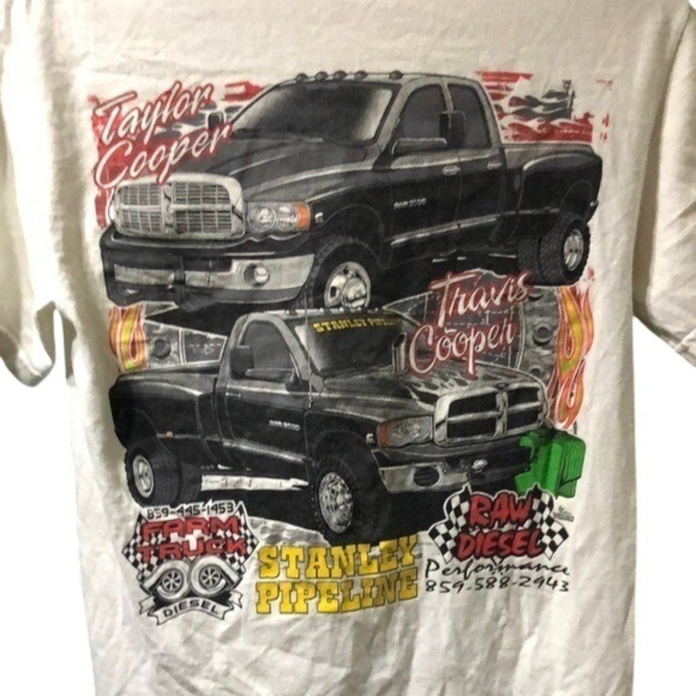 Graphic Tee with Racing Trucks - White‎ t-shirt Raw Diesel, Farm Truck